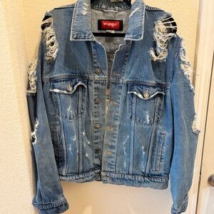 Wrangler Light Blue Distressed Denim Jacket